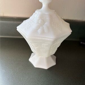 Vintage Anchor Hocking milk glass candy dish
